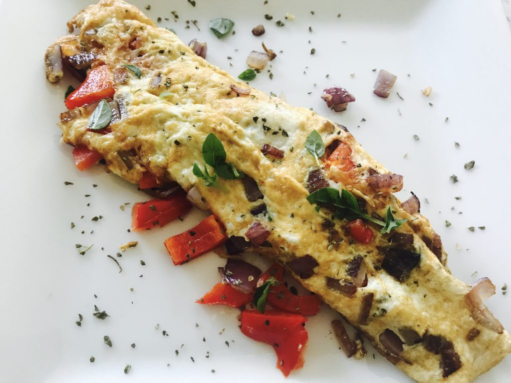 Egg White Omelette with red pepper & onion